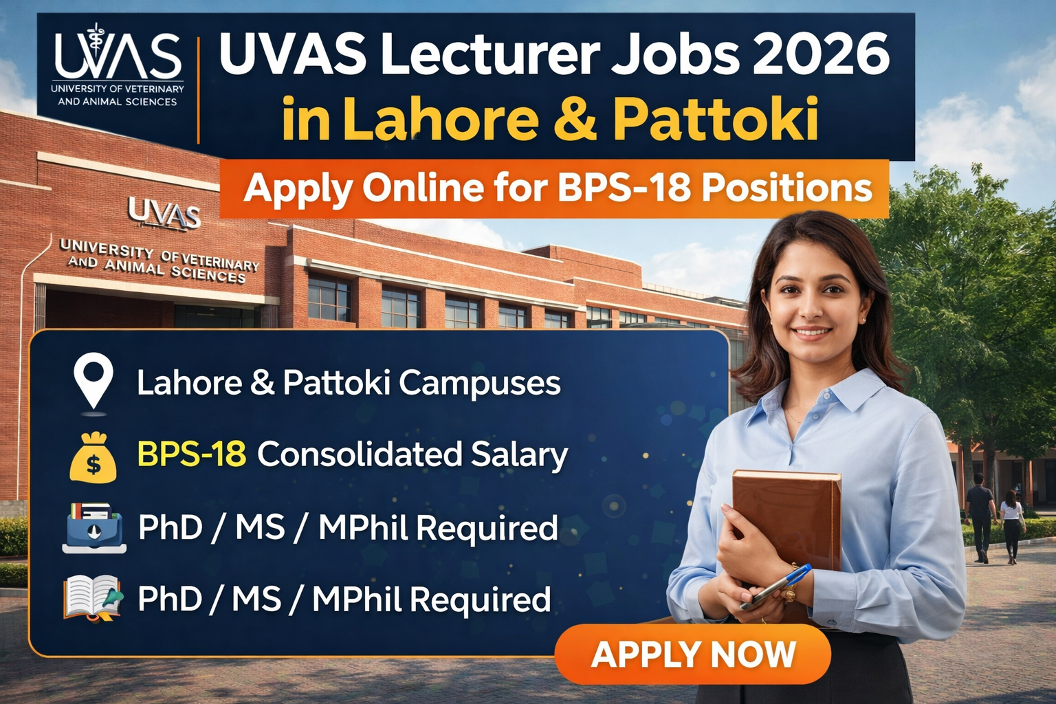 Latest UVAS Lecturer Jobs 2026 in Lahore & Pattoki – Apply Online for BPS-18 Positions