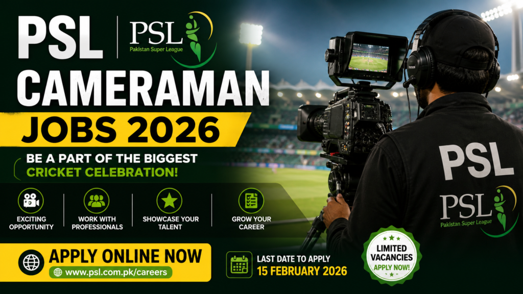 New PSL CameraMan Jobs 2026 Available-Apply online Now