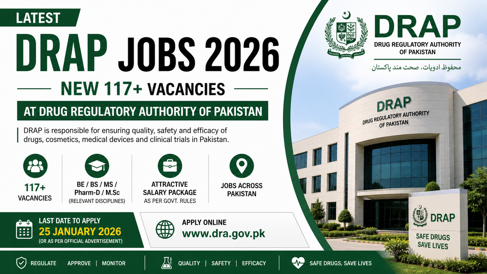 Latest DRAP Jobs 2026 - New 117+ Vacancies at Drug Regulatory Authority of Pakistan